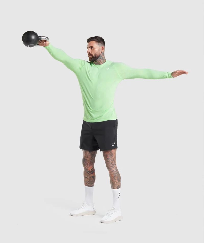 Men's Gymshark Geo Seamless Long Sleeve T-Shirts Light Green | CA 873AN6